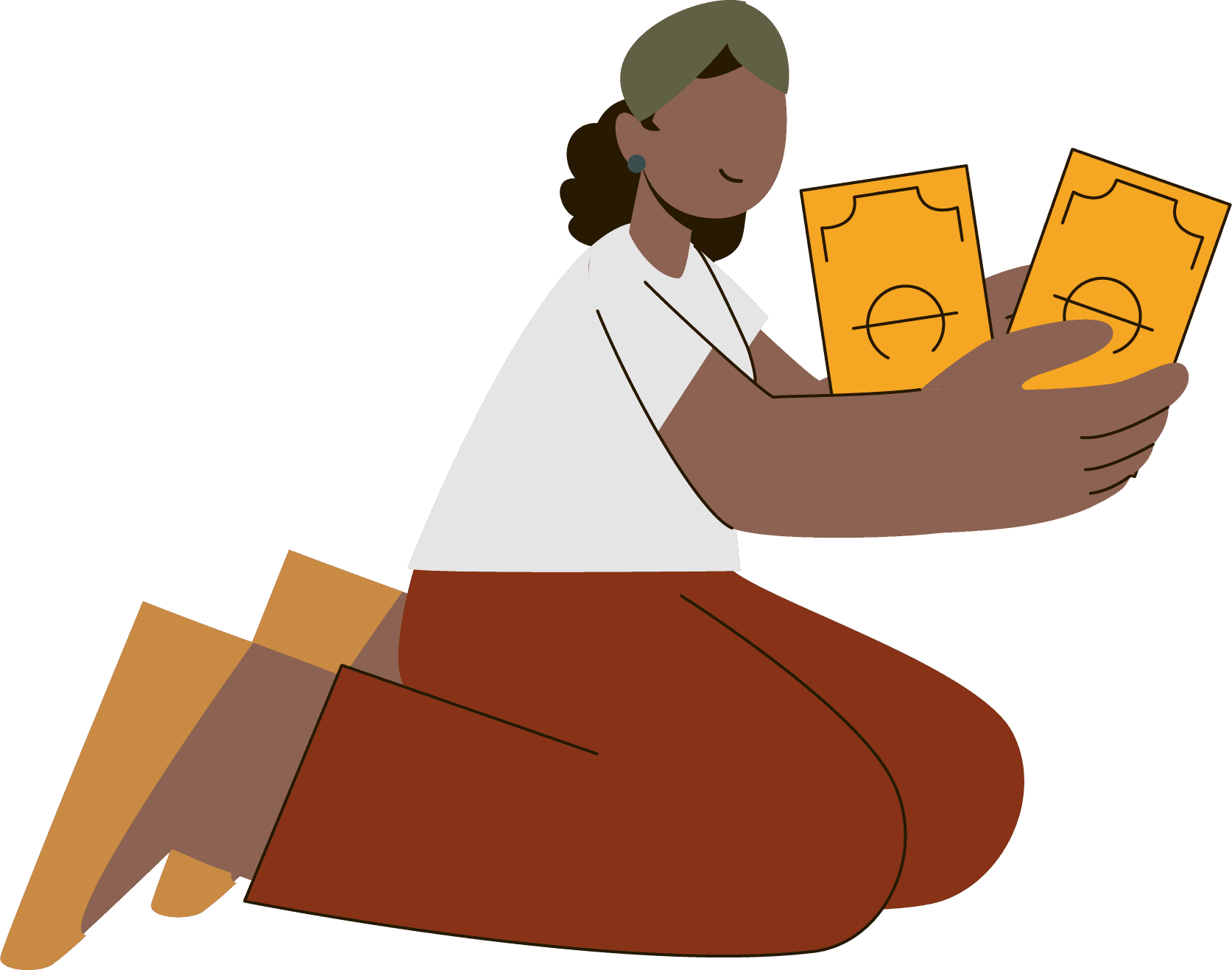 A skilled professional holding the money earned from a job